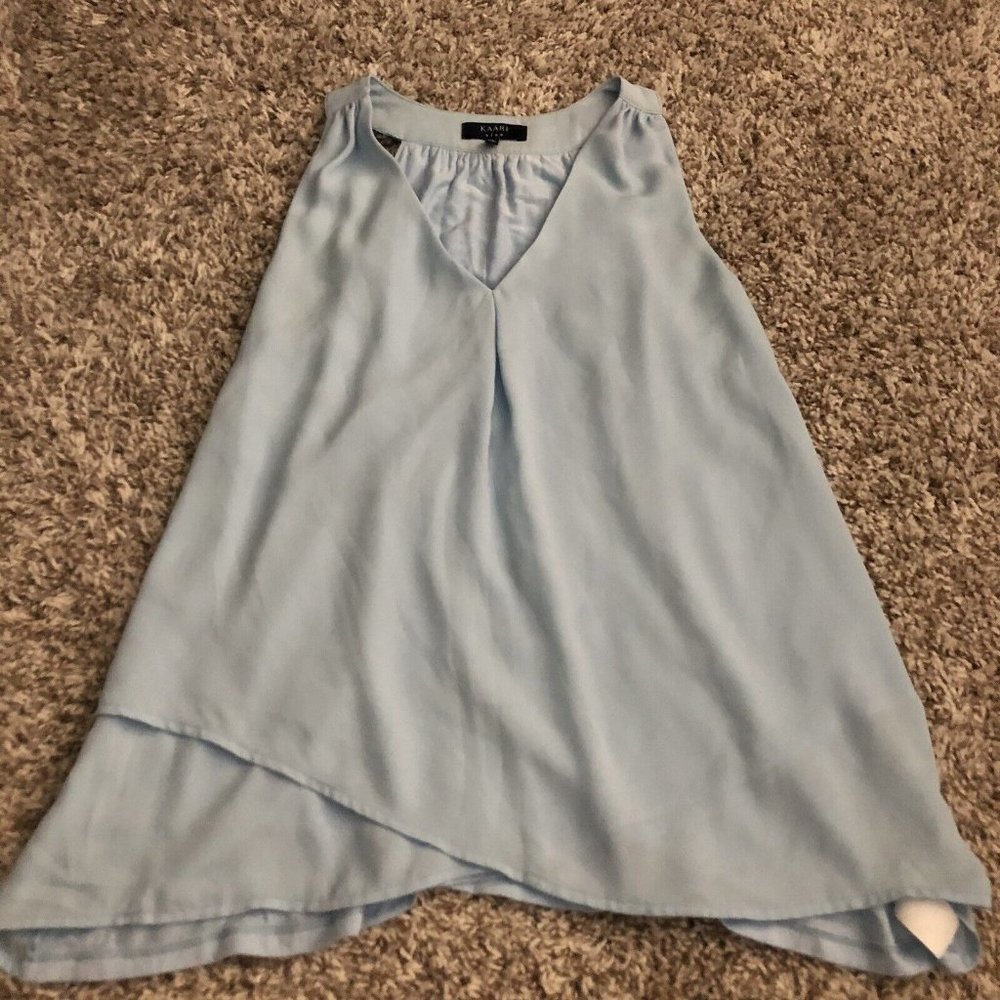 Kaari  Shirt Sleeveless Chiffon Women Top V Neck Loose Summer  Blouse Size Small